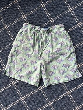 Peter Millar Light Green Floral Print Kids Swim Trunks
